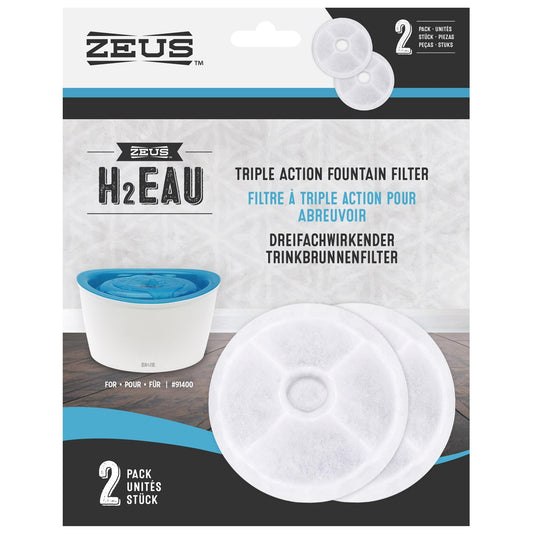 Zeus Fresh Water Fountain Triple Action Filters 2 Pack