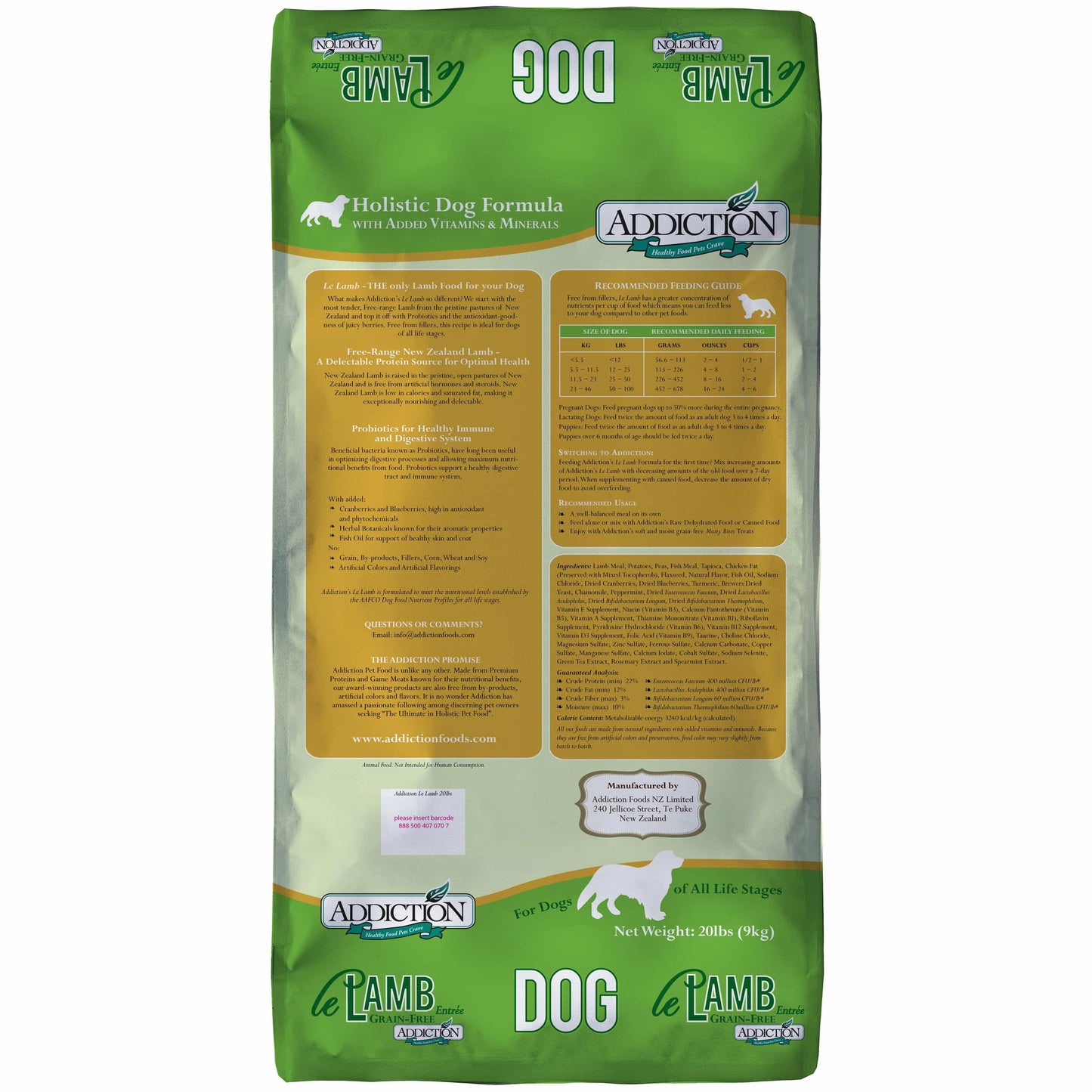Addiction Le Lamb, Complete & Balanced, Digestive Health Dry Dog Food