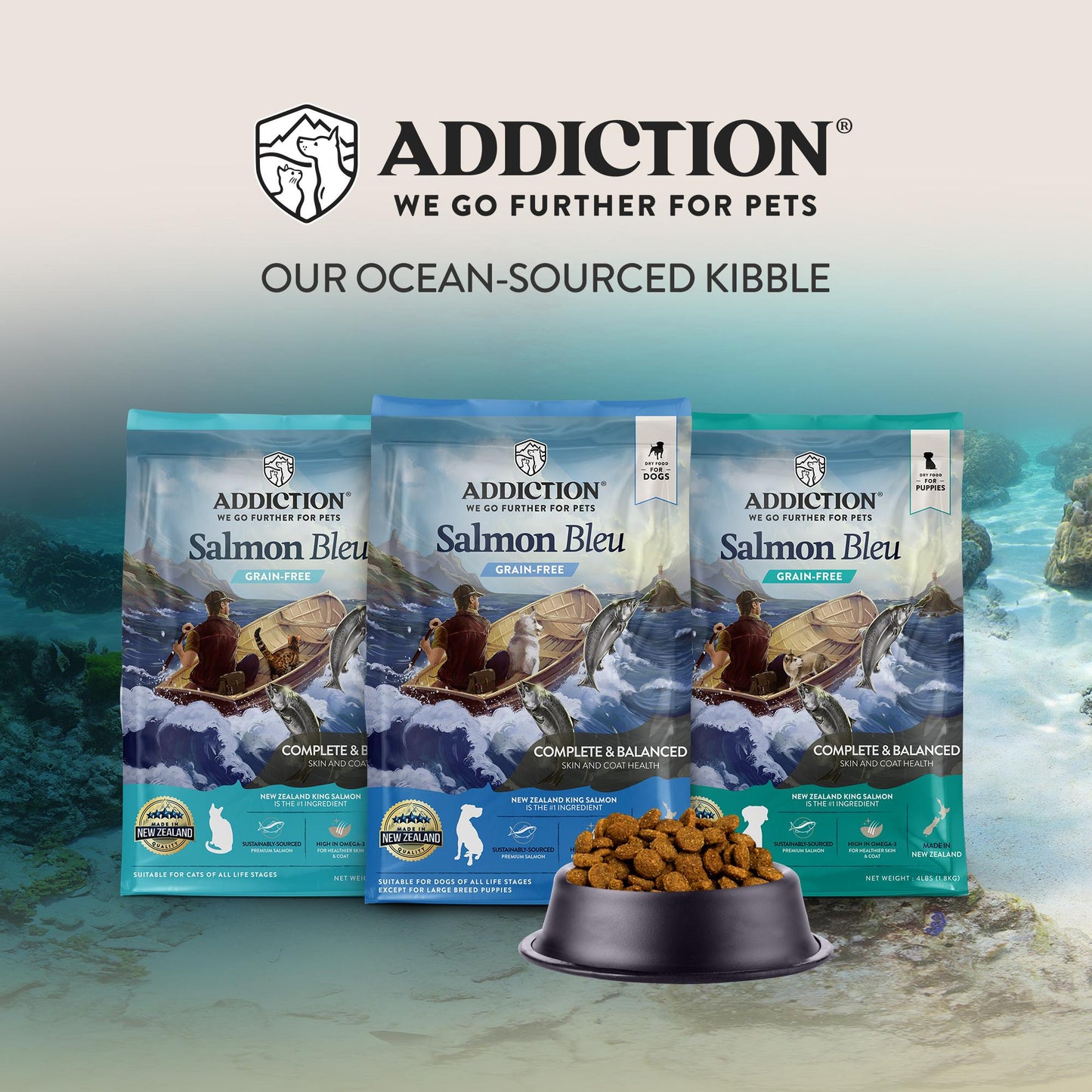 Addiction Salmon Bleu, Complete & Balanced, Skin & Coat Dry Dog Food