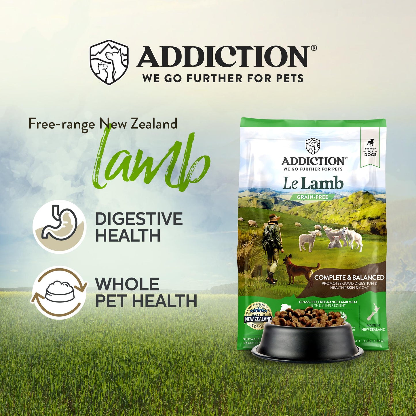 Addiction Le Lamb, Complete & Balanced, Digestive Health Dry Dog Food