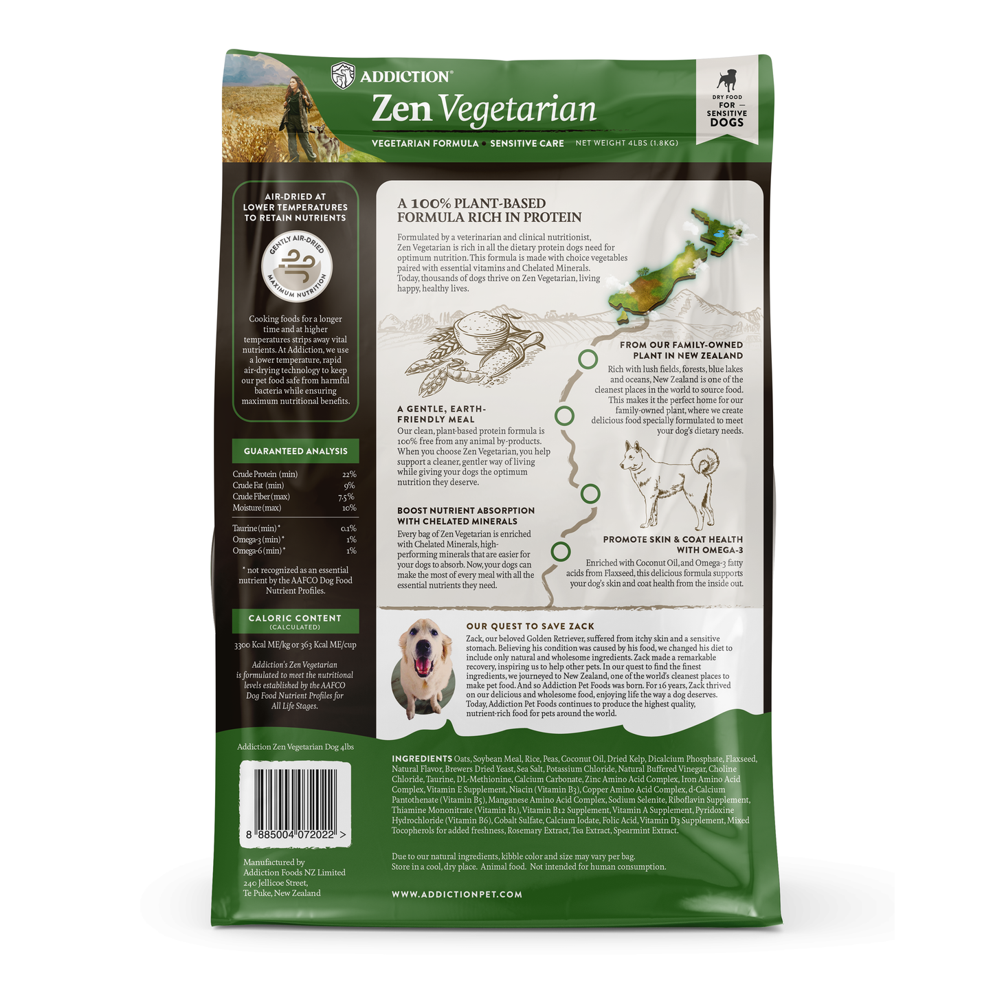 Addiction Zen Vegetarian, Sensitive Care, Vegan Dry Dog Food