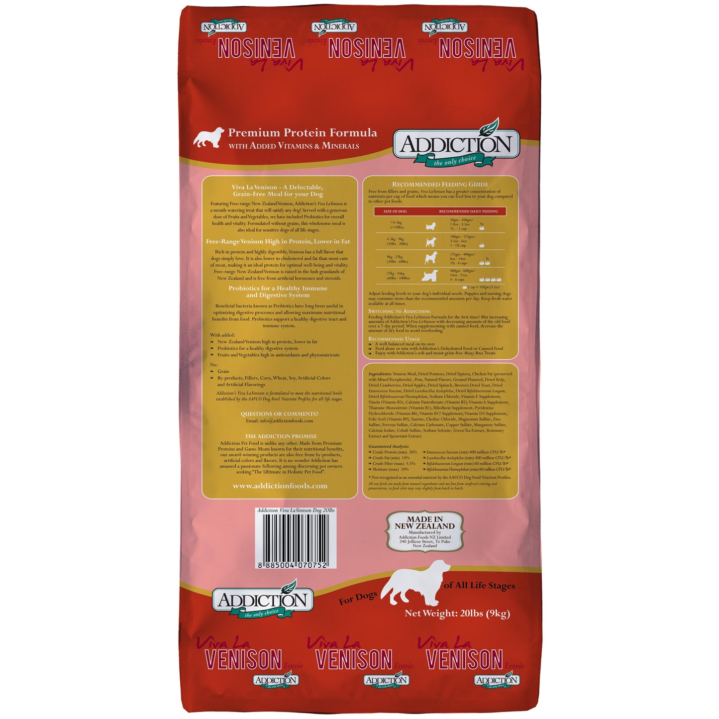 Addiction Viva La Venison, Sensitive Care, Novel Protein Dry Dog Food