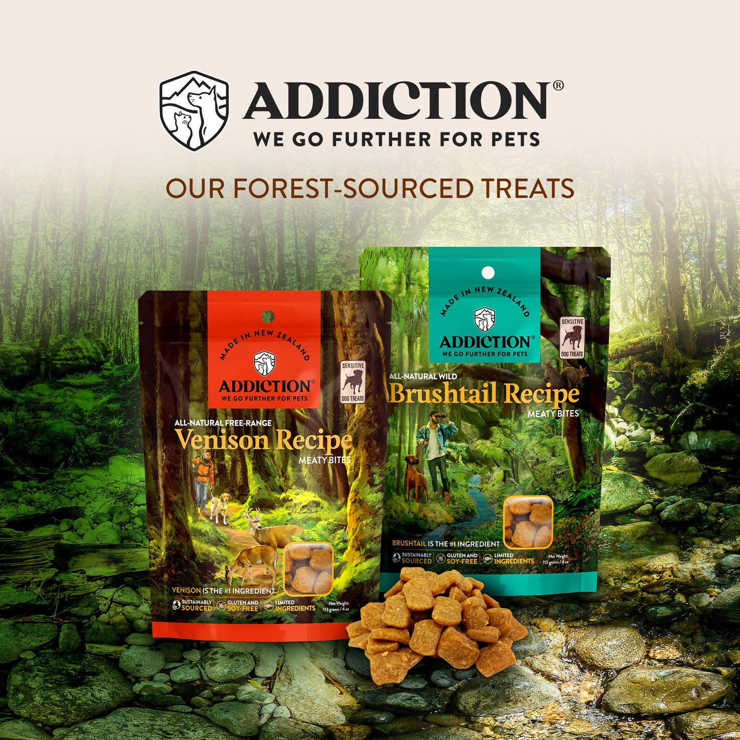 Addiction Wild Brushtail Meaty Bites, Limited Ingredients Grain-Free Dog Treats