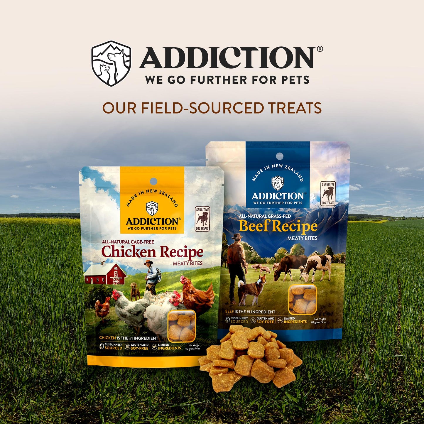 Addiction Chicken Meaty Bites, Limited Ingredients Grain-Free Dog Treats