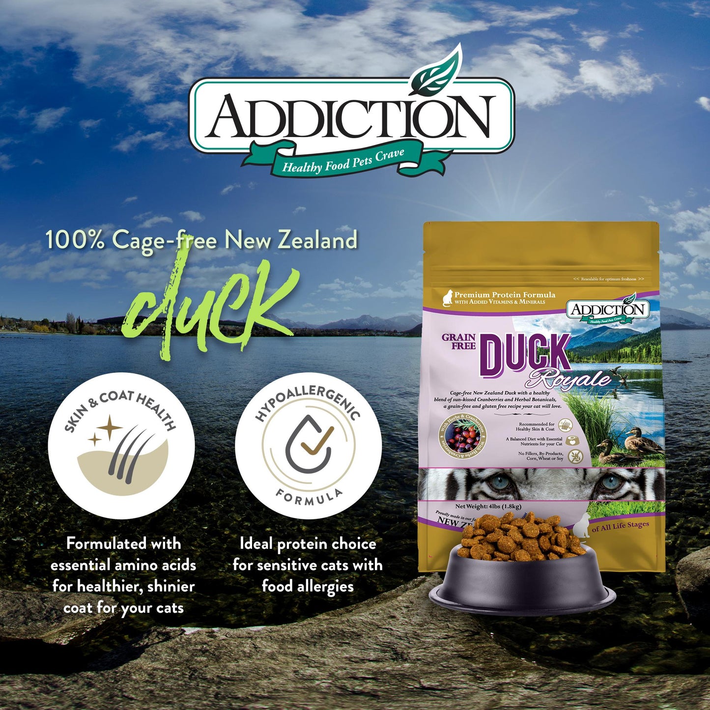 Addiction Duck Royale Entrée, Feline Beauty, Skin & Coat Dry Cat Food